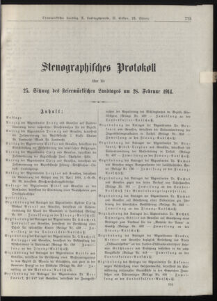 Stenographische Protokolle über die Sitzungen des Steiermärkischen Landtages