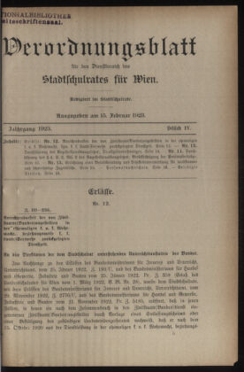 Verordnungsblatt des Stadtschulrates für Wien 19230215 Seite: 1