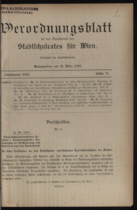 Verordnungsblatt des Stadtschulrates für Wien 19230315 Seite: 1