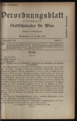 Verordnungsblatt des Stadtschulrates für Wien 19230515 Seite: 1