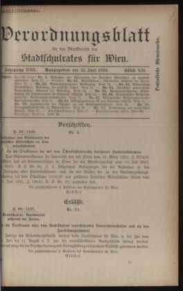 Verordnungsblatt des Stadtschulrates für Wien 19230615 Seite: 1