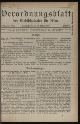 Verordnungsblatt des Stadtschulrates für Wien 19240315 Seite: 1