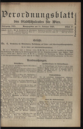 Verordnungsblatt des Stadtschulrates für Wien 19250215 Seite: 1