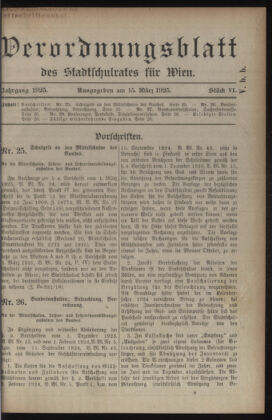 Verordnungsblatt des Stadtschulrates für Wien 19250315 Seite: 1