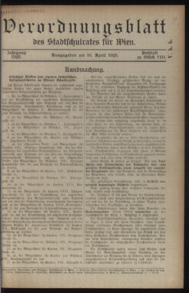 Verordnungsblatt des Stadtschulrates für Wien 19250416 Seite: 1