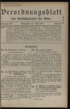 Verordnungsblatt des Stadtschulrates für Wien 19250501 Seite: 1