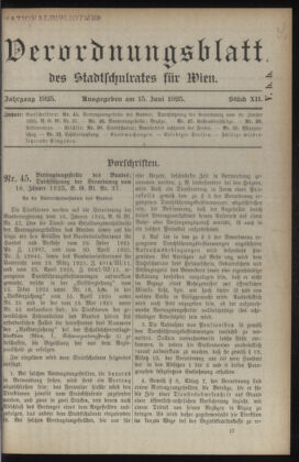 Verordnungsblatt des Stadtschulrates für Wien 19250615 Seite: 1