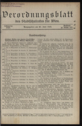 Verordnungsblatt des Stadtschulrates für Wien 19250626 Seite: 1