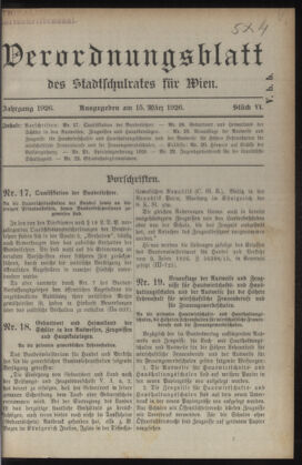 Verordnungsblatt des Stadtschulrates für Wien 19260315 Seite: 1