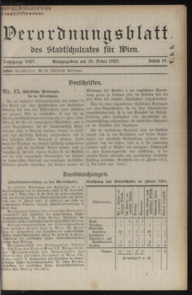 Verordnungsblatt des Stadtschulrates für Wien