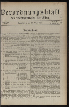 Verordnungsblatt des Stadtschulrates für Wien