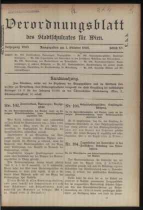 Verordnungsblatt des Stadtschulrates für Wien