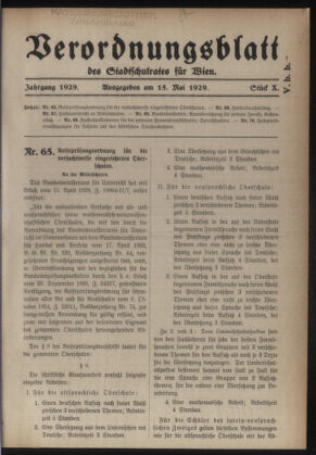 Verordnungsblatt des Stadtschulrates für Wien 19290515 Seite: 1