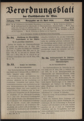 Verordnungsblatt des Stadtschulrates für Wien 19300415 Seite: 1