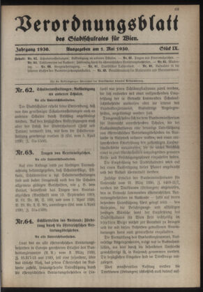 Verordnungsblatt des Stadtschulrates für Wien 19300501 Seite: 1