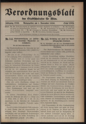 Verordnungsblatt des Stadtschulrates für Wien 19301101 Seite: 1