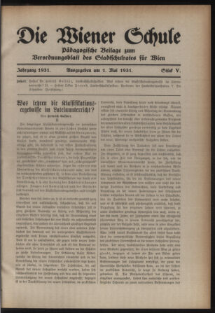 Verordnungsblatt des Stadtschulrates für Wien 19310501 Seite: 5