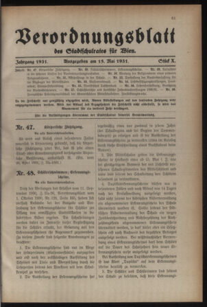 Verordnungsblatt des Stadtschulrates für Wien 19310515 Seite: 1