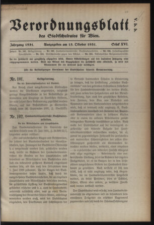 Verordnungsblatt des Stadtschulrates für Wien 19311015 Seite: 1