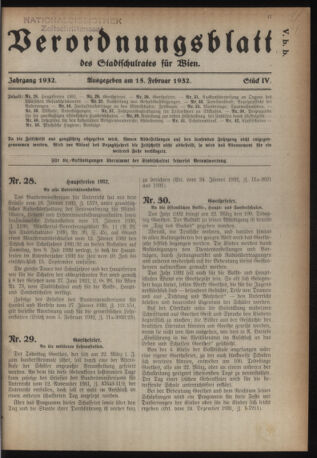 Verordnungsblatt des Stadtschulrates für Wien 19320215 Seite: 1