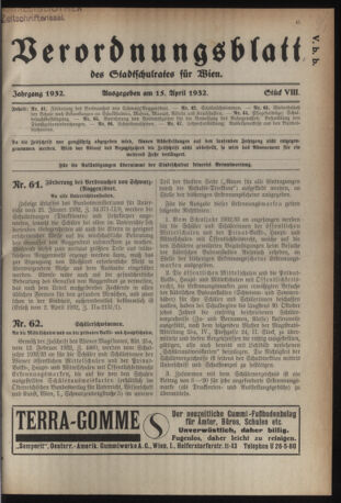 Verordnungsblatt des Stadtschulrates für Wien 19320415 Seite: 1