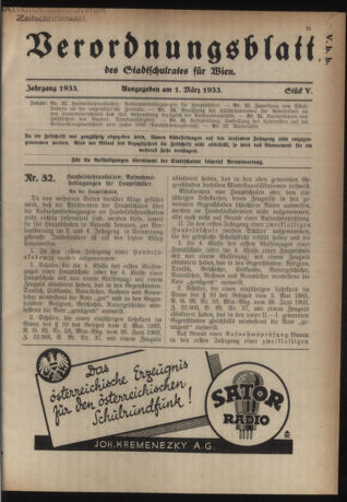 Verordnungsblatt des Stadtschulrates für Wien 19330301 Seite: 1