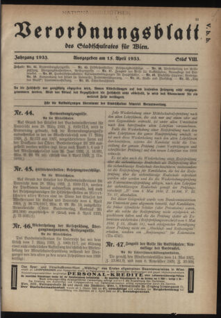 Verordnungsblatt des Stadtschulrates für Wien 19330415 Seite: 1