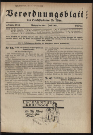 Verordnungsblatt des Stadtschulrates für Wien 19330601 Seite: 1