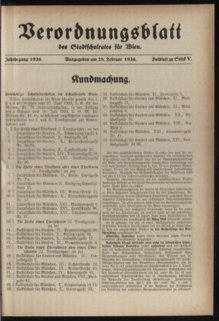 Verordnungsblatt des Stadtschulrates für Wien 19360229 Seite: 1