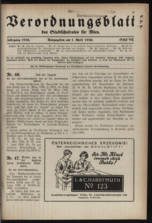 Verordnungsblatt des Stadtschulrates für Wien 19360401 Seite: 1