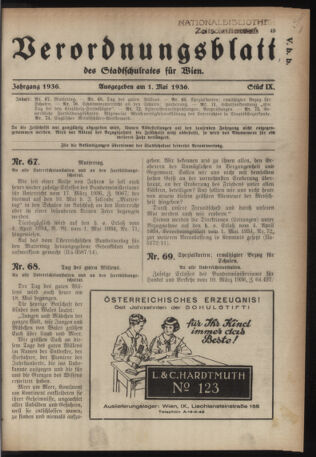 Verordnungsblatt des Stadtschulrates für Wien 19360501 Seite: 1