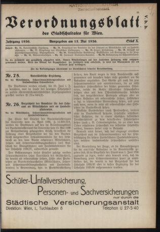 Verordnungsblatt des Stadtschulrates für Wien 19360515 Seite: 1