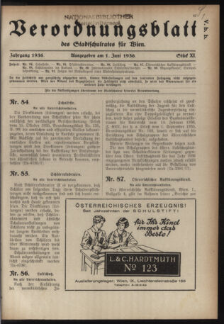 Verordnungsblatt des Stadtschulrates für Wien 19360601 Seite: 1