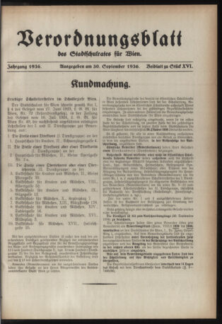 Verordnungsblatt des Stadtschulrates für Wien