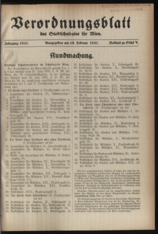 Verordnungsblatt des Stadtschulrates für Wien