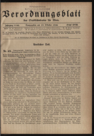 Verordnungsblatt des Stadtschulrates für Wien 19461015 Seite: 1