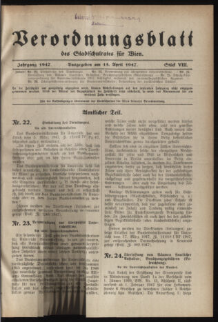 Verordnungsblatt des Stadtschulrates für Wien 19470415 Seite: 1