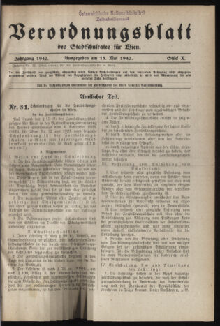 Verordnungsblatt des Stadtschulrates für Wien 19470515 Seite: 1