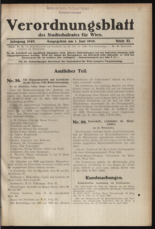 Verordnungsblatt des Stadtschulrates für Wien 19490601 Seite: 1