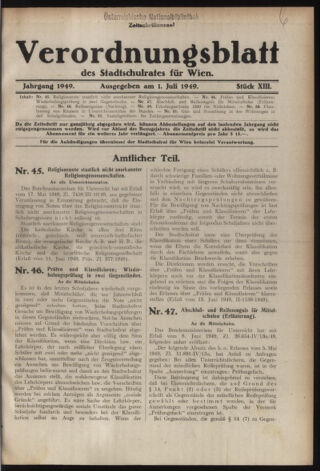 Verordnungsblatt des Stadtschulrates für Wien 19490701 Seite: 1