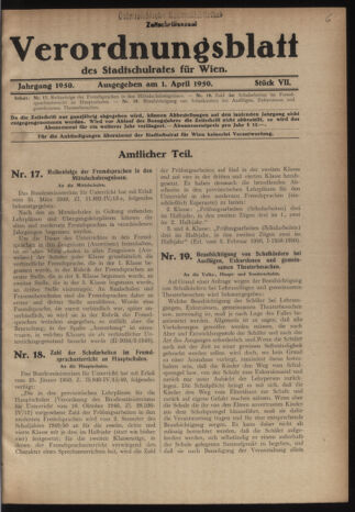 Verordnungsblatt des Stadtschulrates für Wien 19500401 Seite: 1