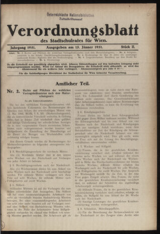 Verordnungsblatt des Stadtschulrates für Wien 19510115 Seite: 1