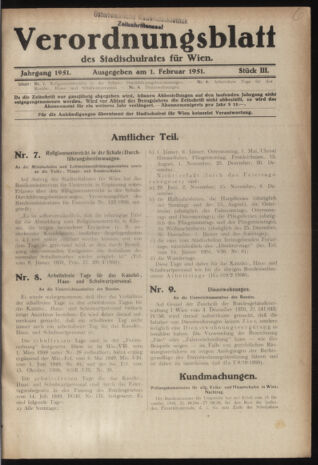 Verordnungsblatt des Stadtschulrates für Wien 19510201 Seite: 1