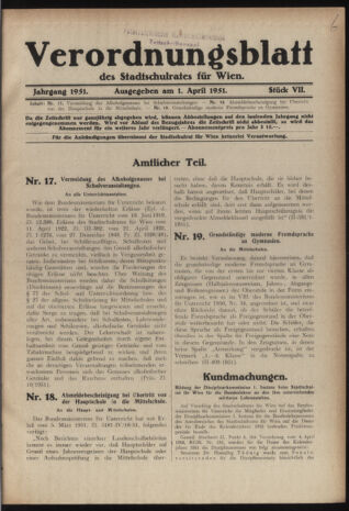 Verordnungsblatt des Stadtschulrates für Wien 19510401 Seite: 1