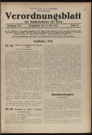 Verordnungsblatt des Stadtschulrates für Wien 19510515 Seite: 1