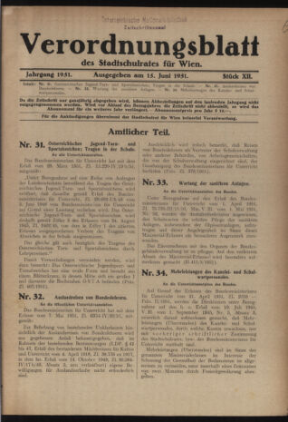 Verordnungsblatt des Stadtschulrates für Wien 19510615 Seite: 1