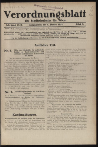 Verordnungsblatt des Stadtschulrates für Wien 19520101 Seite: 1