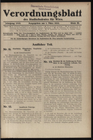 Verordnungsblatt des Stadtschulrates für Wien 19520301 Seite: 1