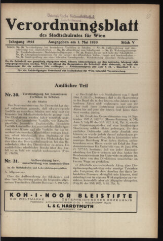 Verordnungsblatt des Stadtschulrates für Wien 19550501 Seite: 1