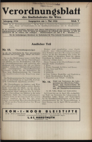 Verordnungsblatt des Stadtschulrates für Wien 19560501 Seite: 1